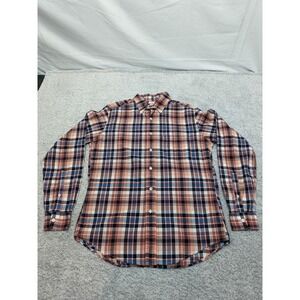 Brooks Brothers Shirt 1818 Slim Fit‎ Medium Blue Orange Plaid Preppy Nice!